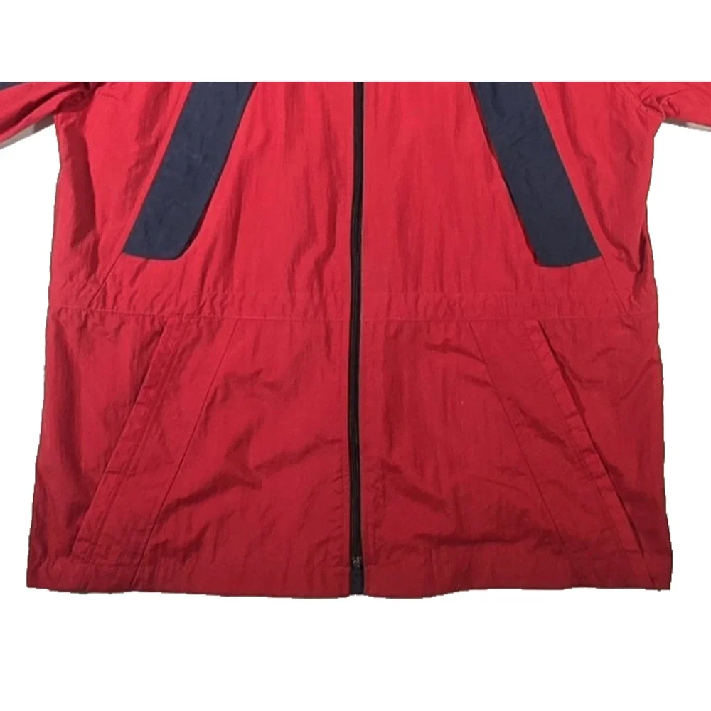FOG By London Fog Men's Hooded Windbreaker Red Blue Zip Up Jacket Size Large